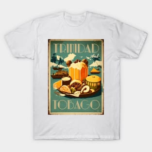 Trinidad and Tobago Food Vintage Travel Art Poster T-Shirt